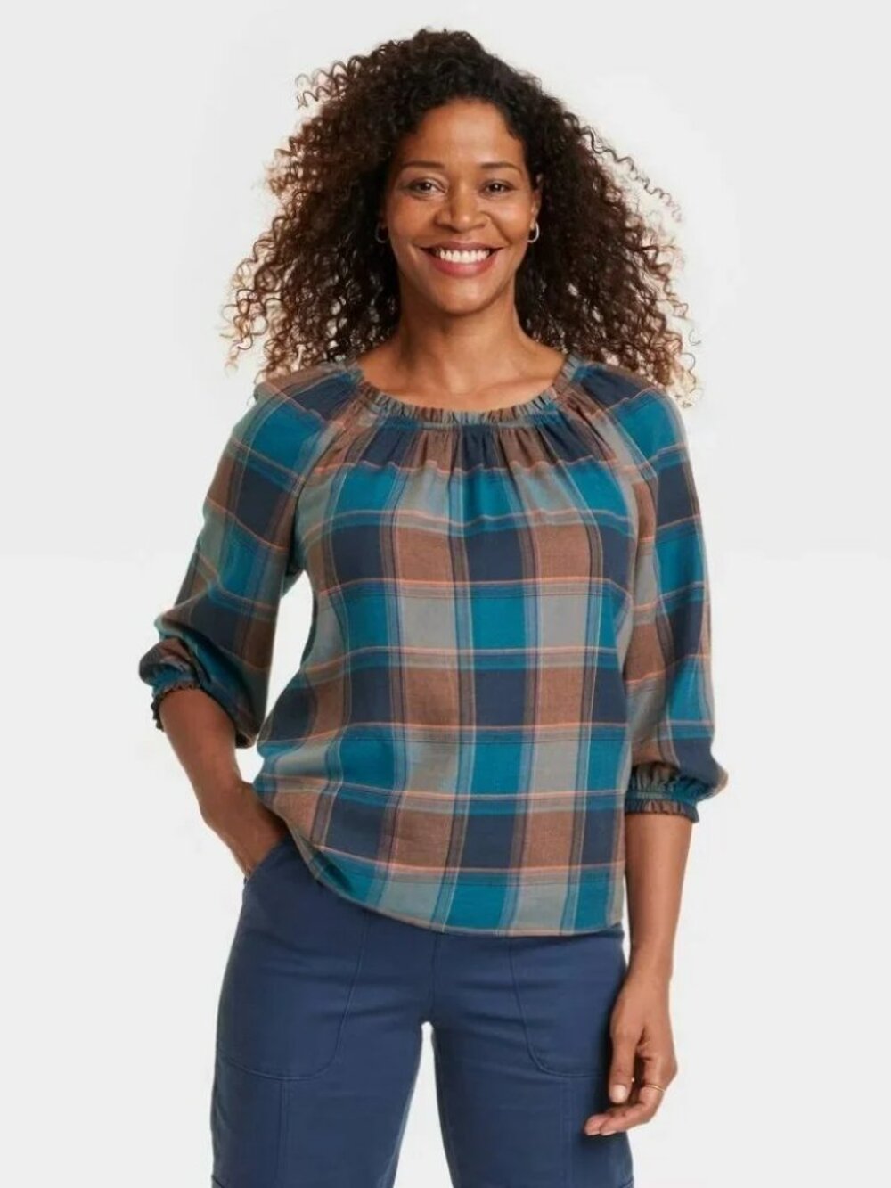Knox Rose - Plaid Blouse (Size: M)